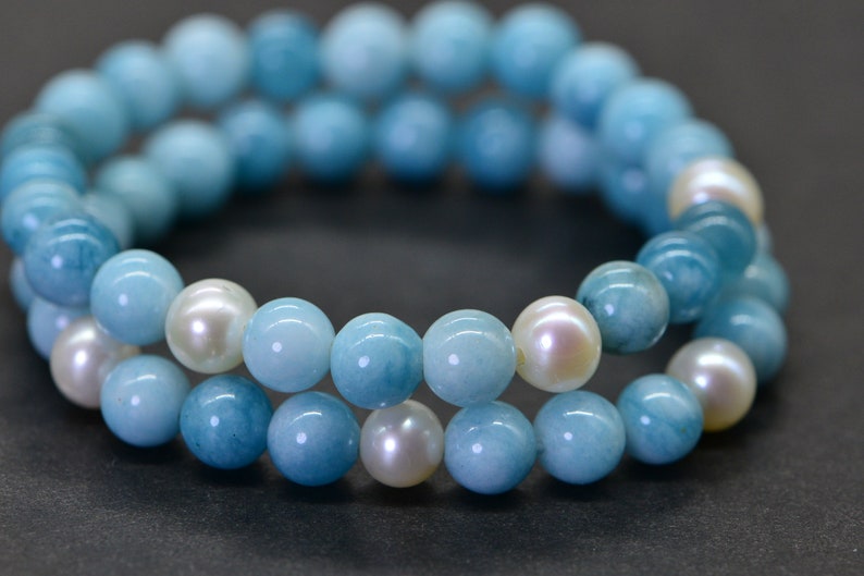 Three Pearl Larimar Quartz 6 mm Blue Natural Gemstone Beads Jewelry Making Supplies image 7