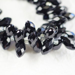 Black Crystal Briolette Teardrops: Jewelry Supplies (10 pcs)