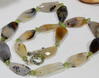 Natural Agate Knotted Necklace: Free Form Gemstone Beads