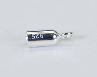 Ends Cap Sterling Silver 925 2mm Inner Diameter Long Cord Ends Crimp Tube