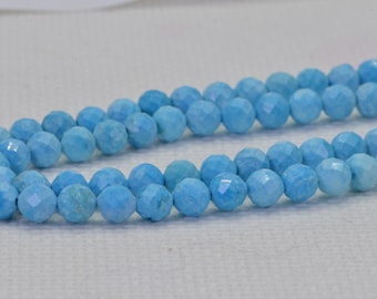 Sleeping Beauty Turquoise Beads: 5mm Faceted Round, 15 Inch Strand