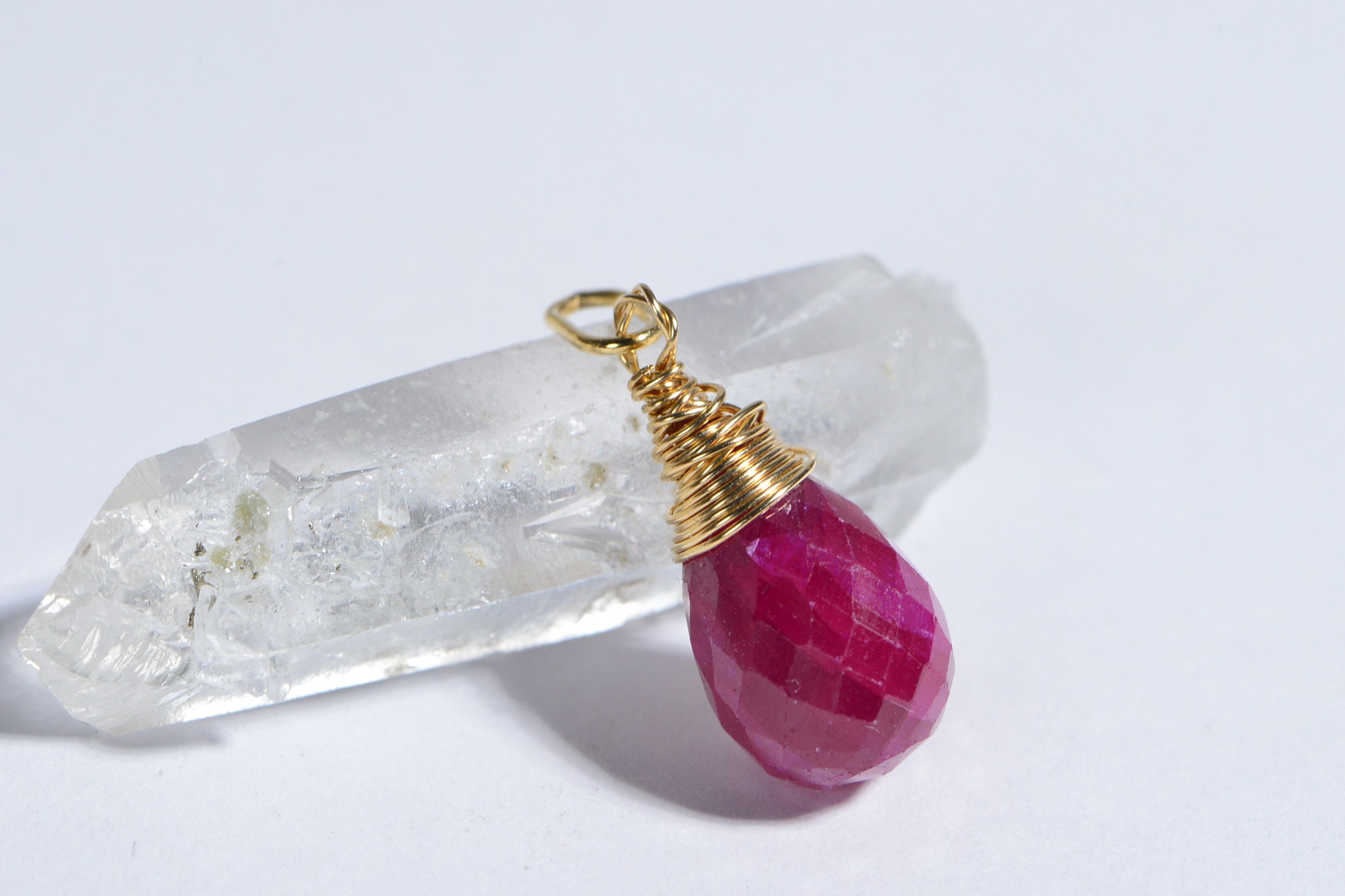 Ruby Wire Wrapped Briolette 14K Gold Filled Wire Birthstone Jewelry - Etsy