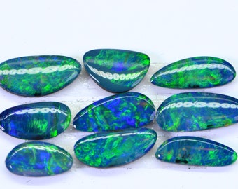 2.34 CT AAA Australian Black Opal Natural Gemstone Cabochons  blue green Metallic  Doublet Boulder free Form listed 9 stone