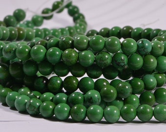 Green Turquoise Half Strand Beads 5.9 mm Natural Gemstone Beads Jewelry Making Supplies