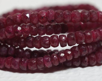 Ruby 4.2x2.5mm 10 Kralen Faceted Rubies Faceted Rondelles Kralen Edelstenen Kralen