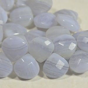 Blue Lace Agate hearts teardrop 9mm  Natural Gemstone Lace Agate Beads Jewelry Making Supplies