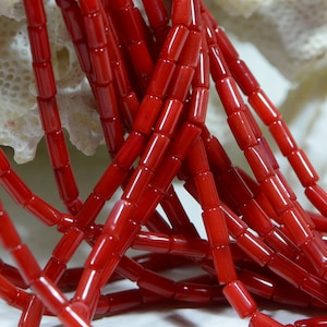 Natural Coral Beads Tube Shape  Red Coral Beads Gemstone Beads Jewelry Making Jewelry Supplies