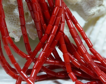 Natural Coral Beads Tube Shape  Red Coral Beads Gemstone Beads Jewelry Making Jewelry Supplies