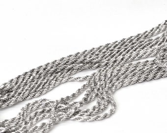 Diamond Cut Rope Chain Italian Sterling Silver Extra Long 60 Inch necklace