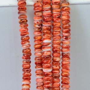 6mm Spiny Oyster Shell Beads Rondelle Beads Natural Beads Jewelry Making Supplies Loose beads Bright Orange Rondelle Beads image 6