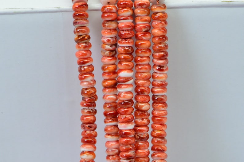 6mm Spiny Oyster Shell Beads Rondelle Beads Natural Beads Jewelry Making Supplies Loose beads Bright Orange Rondelle Beads image 6