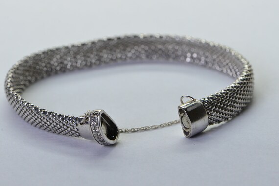 Solid Sterling Silver Flat Mesh Width 10mm Bracel… - image 9