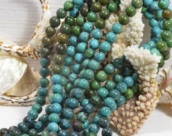 24 Perles En Turquoise Naturel Africain Mat - 8 Mm, Pour Création De Bijoux