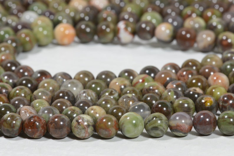 6mm Rainforest Jasper Round Beads Natural Gemstone Chakra Bracelet Beaded Supplies High Quality Smooth Round Half Strand image 2