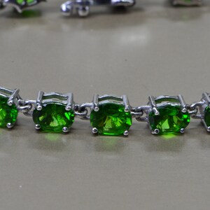 Natural Chrome Diopside Tennis Bracelet Oval Cut  set in sterling silver