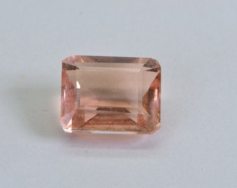 Morganite Pink Peach Doublet Quartz  Faceted Emerald Cut Gemstone Loose 10X8mm