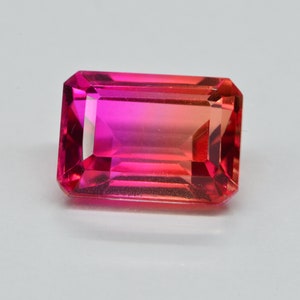 Pink Orange Topaz Quartz Doublet: 14mm Rectangle Gemstone