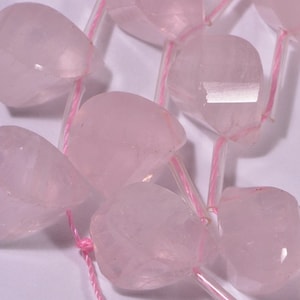 Rose Quartz 2 Beads Spiral Faceted Teardrop Beads 14.6x9.6mm Beads Natural Gemstone Beads Jewelry Making Supplies