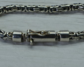 Byzantine Bracelet Sterling Silver Heavy 4mm Thick Bracelet Box Secure Closure Italy Vintage Silver Bracelet