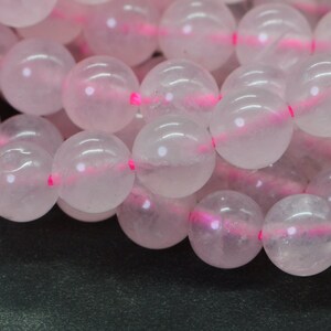 Genuine  Pink Rose Quartz Beads   Round Gemstone Beads Natural Jewelry Making Supplies Full Strand 15 3/4 inch
