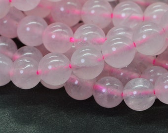 Genuine  Pink Rose Quartz Beads   Round Gemstone Beads Natural Jewelry Making Supplies Full Strand 15 3/4 inch