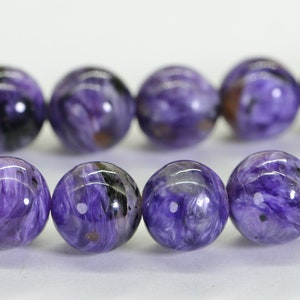 Russian Charoite 9mm Round Beads Natural Gemstone Beads Jewelry Making Supplies 7.5 inch strand