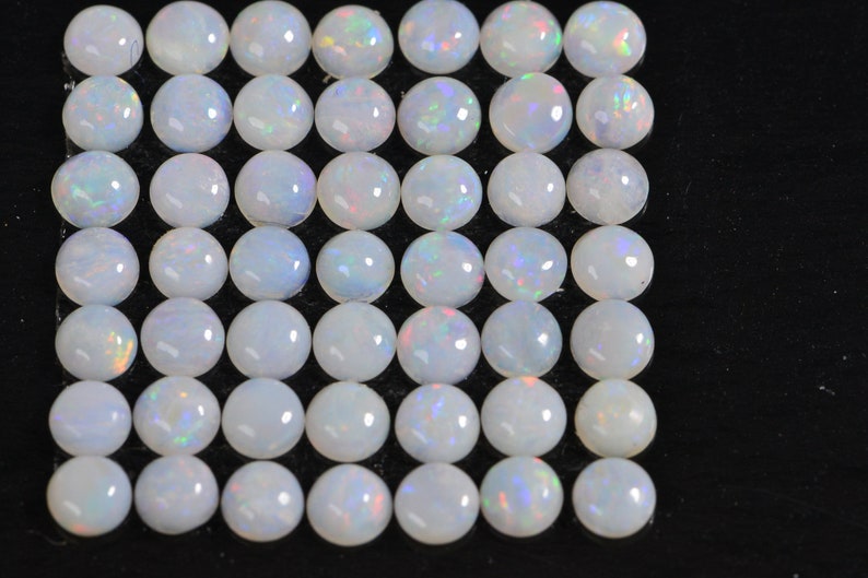 3mm Australian White Solid Opal Round Smooth Cabochon round for ring earrings 10 stone lot image 3