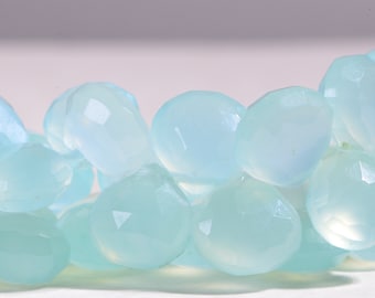 Chalcedony  Faceted Teardrop Beads Natural Gemstone Beads Jewelry Making Supplies