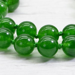 Apple Green Jade - Jadeite Knotted Necklace 10mm Round Jade Long  Infinity Without Toggle Clasp  Necklace 26 inches