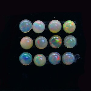 Ethiopian Welo Opal Round Cabochon 5mm Flat Back Cabochon Natural Gemstone Jewelry Making Supplies