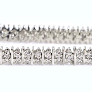 14K white Gold Over Sterling Silver Tennis Bracelet  Illusion  Diamond Bracelet Gift For Women Wide Bracelet Diamond Accent Vintage Bracelet
