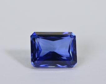 4.5ct Deep Blue Sapphire Gemstone Emerald Cut Faceted 10X8 mm Gemstone Loose Gems Jewelry Making