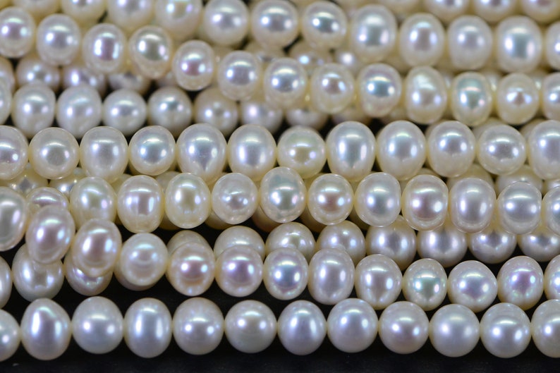 6mm AAA Natural White Semi Round Freshwater Pearls Genuine High Luster Smooth And Round off, White Freshwater Pearl Beads image 3