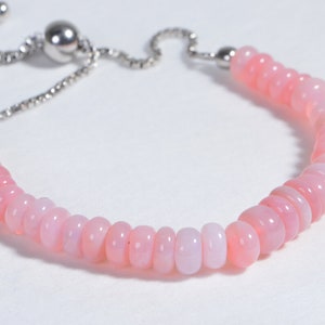 Peruvian Pink Opal Bracelet Bolo Adjustable Sterling silver  Gemstone Birthstone October