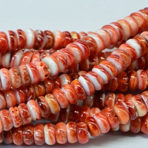 6mm Spiny Oyster Shell Beads Rondelle Beads Natural Beads Jewelry Making Supplies Loose beads Bright Orange Rondelle Beads image 3