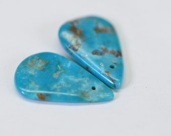 Raw Turquoise Kingman slabs  Arizona Mine Blue Turquoise  Small Teardrops loose beads Turquoise Pair Teardrop Front Drilled