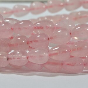7mm Rose Quartz Teardrop Beads Natural Gemstone Beads Jewelry Making Supplies 15 1/2&quot; inch Strand