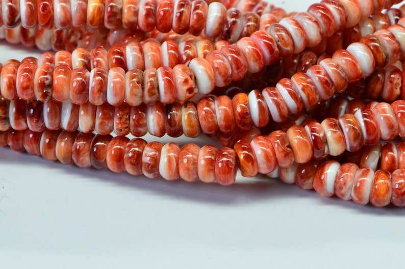 6mm Spiny Oyster Shell Beads Rondelle Beads Natural Beads Jewelry Making Supplies Loose beads Bright Orange Rondelle Beads half strand (71bead)