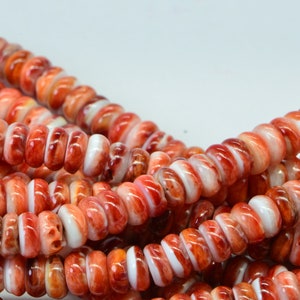 6mm Spiny Oyster Shell Beads Rondelle Beads Natural Beads Jewelry Making Supplies Loose beads Bright Orange Rondelle Beads image 5