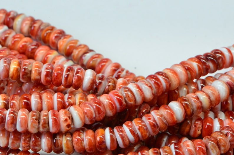 6mm Spiny Oyster Shell Beads Rondelle Beads Natural Beads Jewelry Making Supplies Loose beads Bright Orange Rondelle Beads image 5