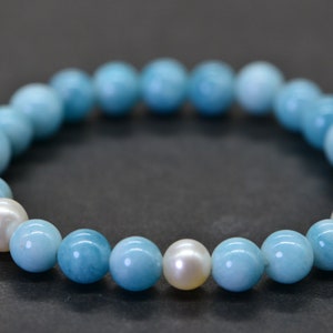 Three Pearl Larimar Quartz 6 mm Blue Natural Gemstone Beads Jewelry Making Supplies image 2