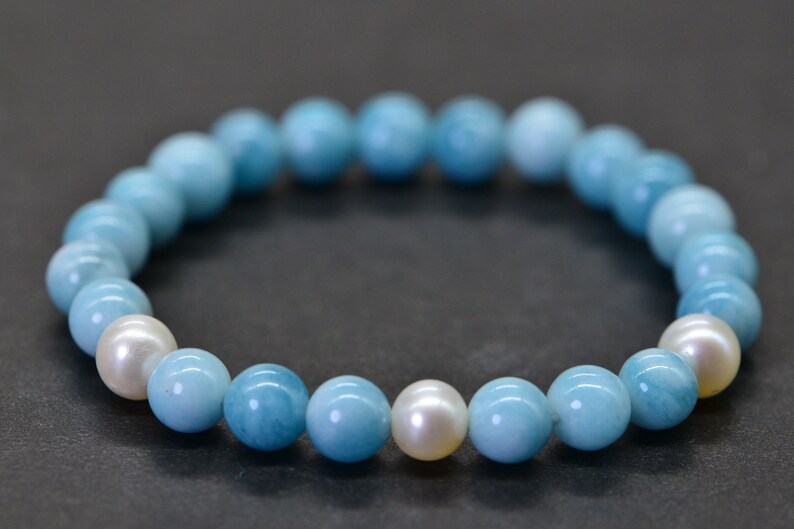 Three Pearl Larimar Quartz 6 mm Blue Natural Gemstone Beads Jewelry Making Supplies image 2