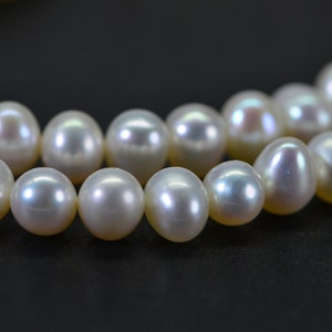 6mm AAA Natural White Semi Round Freshwater Pearls Genuine High Luster Smooth And Round off, White Freshwater Pearl Beads image 7