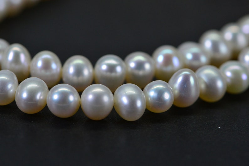 6mm AAA Natural White Semi Round Freshwater Pearls Genuine High Luster Smooth And Round off, White Freshwater Pearl Beads image 7