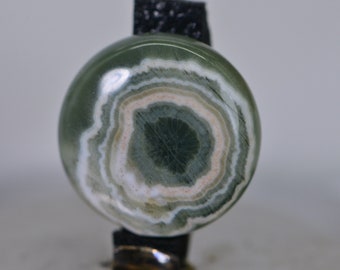 Green White Ocean Jasper Round  Cabochon  16x5.6mm  Ring Size Jewelry Make  Natural Gemstone Matched Stone For Earrings