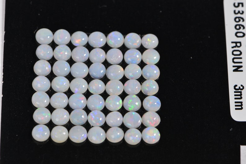 3mm Australian White Solid Opal Round Smooth Cabochon round for ring earrings 10 stone lot image 6