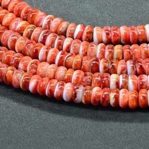 6mm Spiny Oyster Shell Beads Rondelle Beads Natural Beads Jewelry Making Supplies Loose beads Bright Orange Rondelle Beads image 9