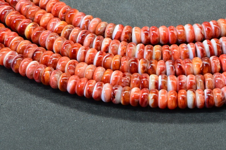 6mm Spiny Oyster Shell Beads Rondelle Beads Natural Beads Jewelry Making Supplies Loose beads Bright Orange Rondelle Beads image 9