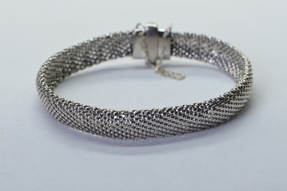 Solid Sterling Silver Flat Mesh Width 10mm Bracel… - image 7