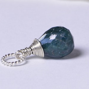 Natural Emerald Wire wrapped Pendant Sterling silver wire Birthstone for May Emerald  Charm